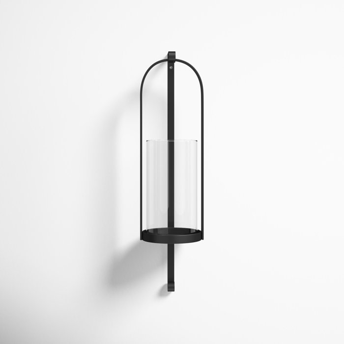 Kero 5.9 D x 6.9 W x 24 H Black Metal Wall Candle Holder Joss & Main